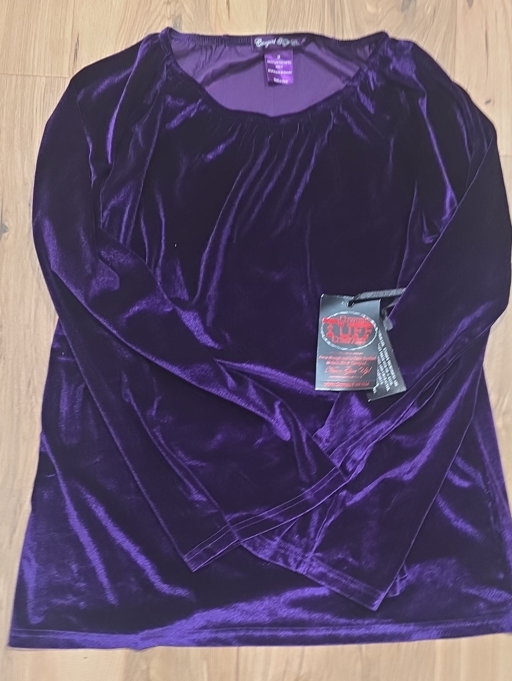 Cowgirl Tuff Purple Velvet Top with Branded Tag